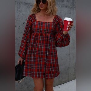 ￼￼All Things Nice Plaid Babydoll Dress 